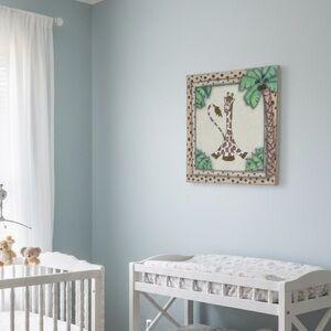 9x9 Giraffe Artwork with Palm Tree – Safari Nursery Wall Decor